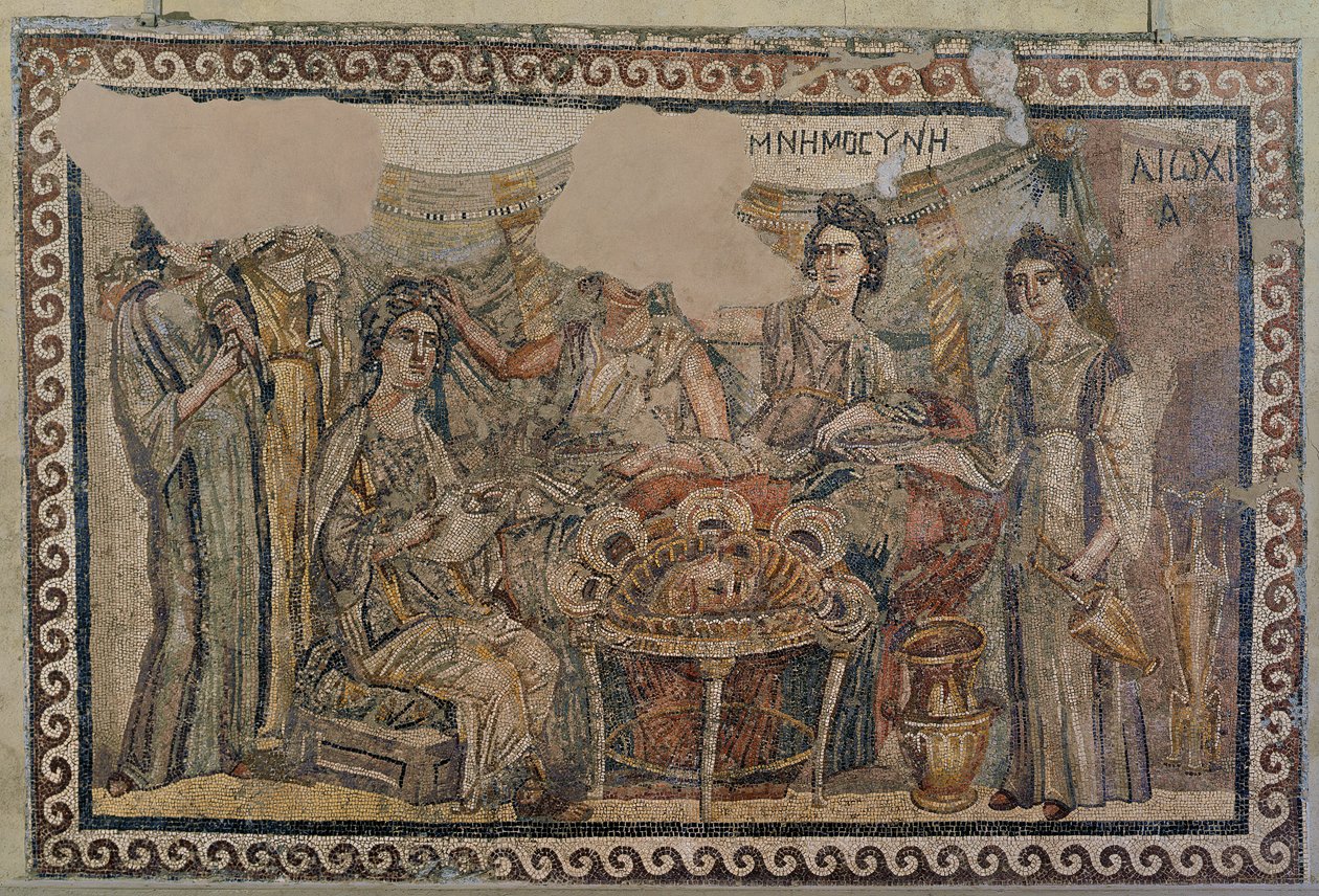 Simpósio funerário, da necrópole de Antioquia, final do século IV DC (mosaico) (ver também 3929775) de Roman