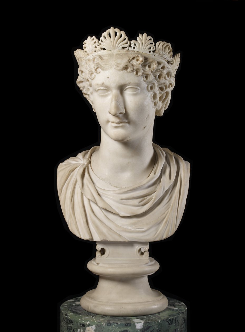 Chefe de Agripina Menor com diadema (mármore) de Roman