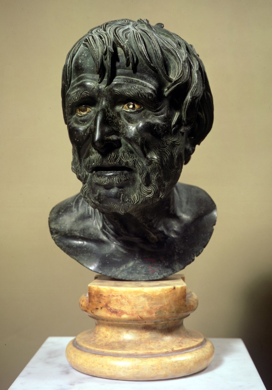 Chefe de Seneca (c.4 BC-65 AD) (bronze) de Roman