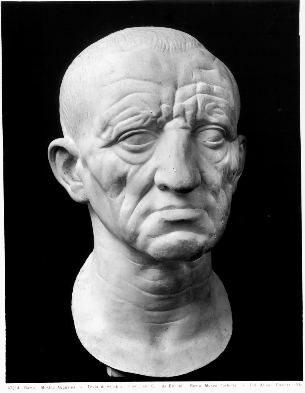 Cabeça de um homem velho (mármore) (foto a p/b) de Roman