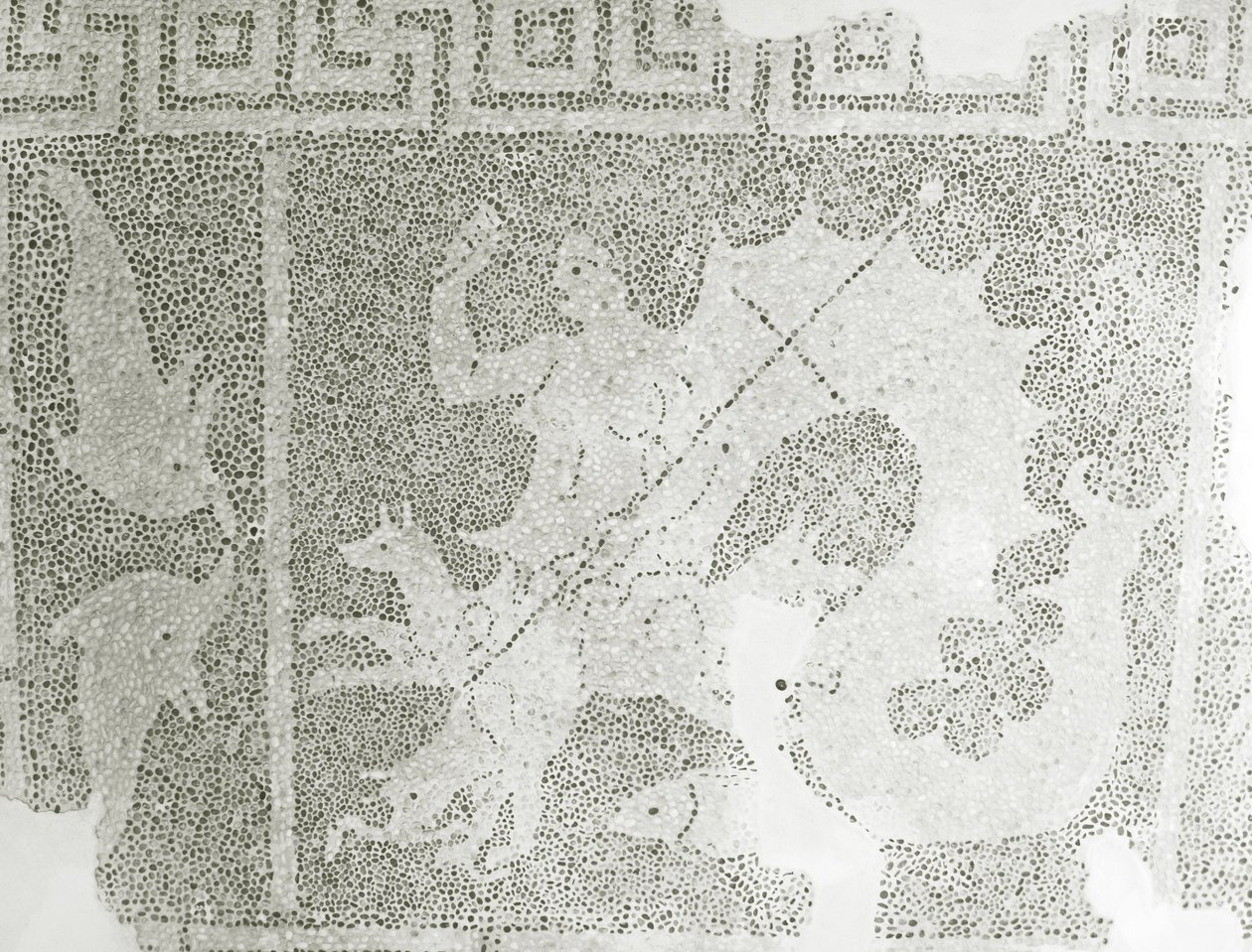 Pedregulho helenístico Mosaico de Scylla e Charybdis guardando o estreito, detalhe de Scylla. Casa de Dionísio, Paphos, Chipre mosaico de Roman