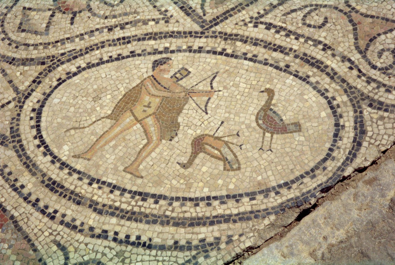 Hércules e os pássaros Estonianos, do chão da "Casa de Hércules" (mosaico) de Roman