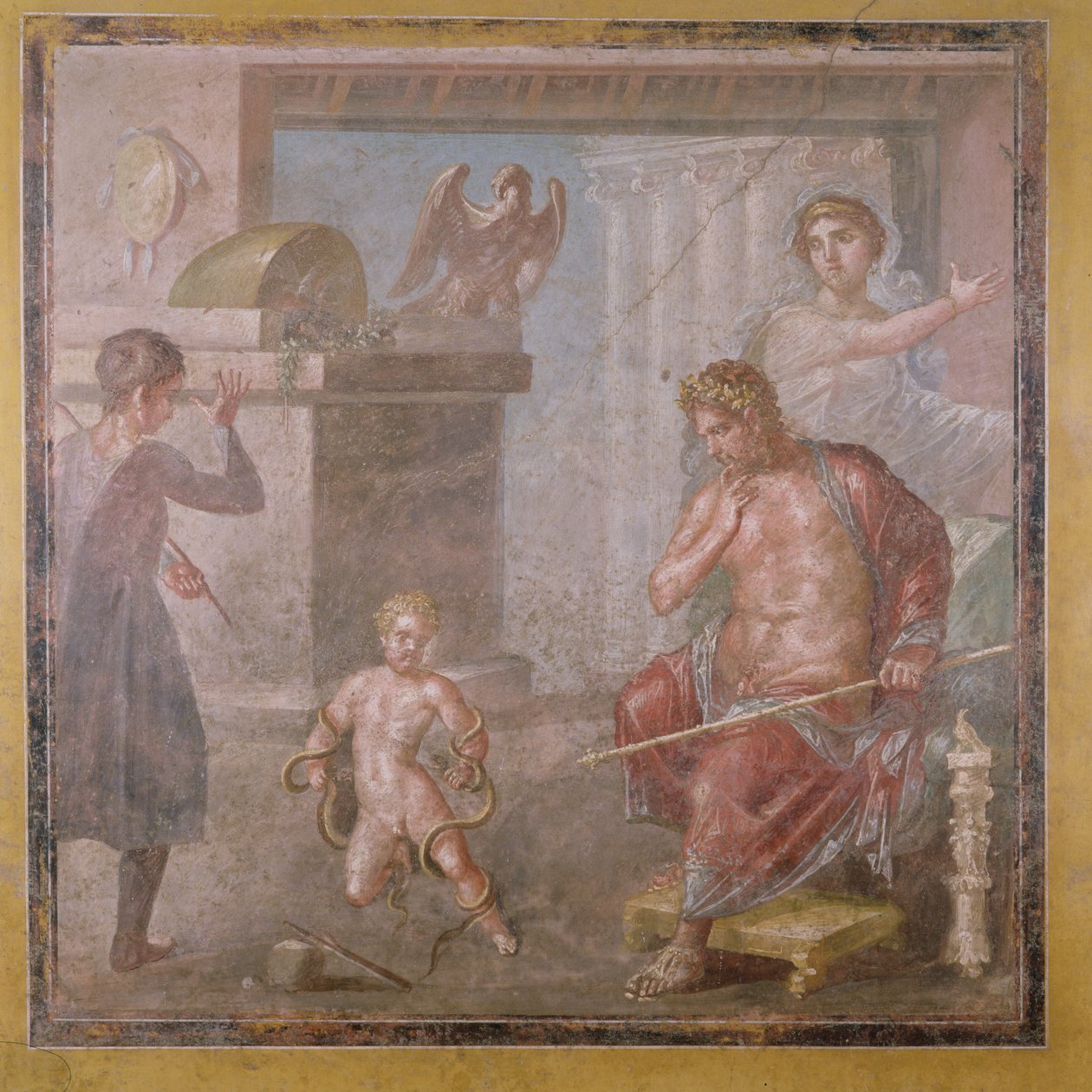Hércules estrangulando as serpentes quando criança, Casa dei Vettii, c.50-79 dC de Roman