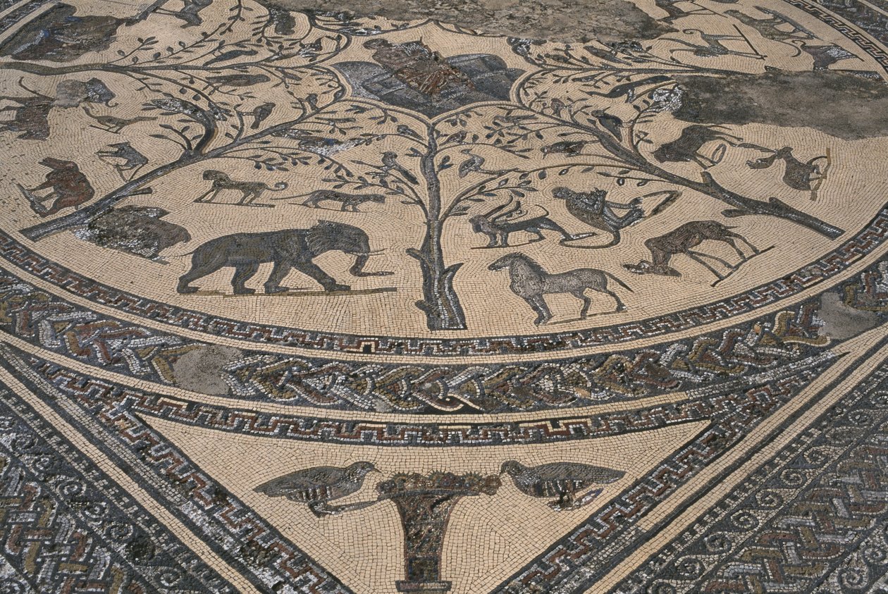 Casa, de, orfeu, orfeu, cercado, por, animais selvagens, detalhe, (mosaic) de Roman
