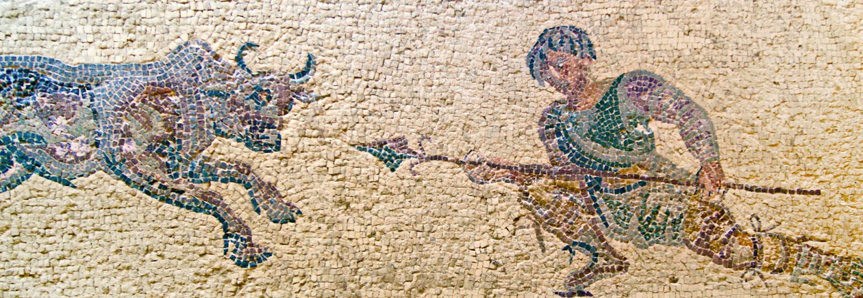 Cena de caça, casa de Dionísio, Paphos, Chipre (mosaico) de Roman