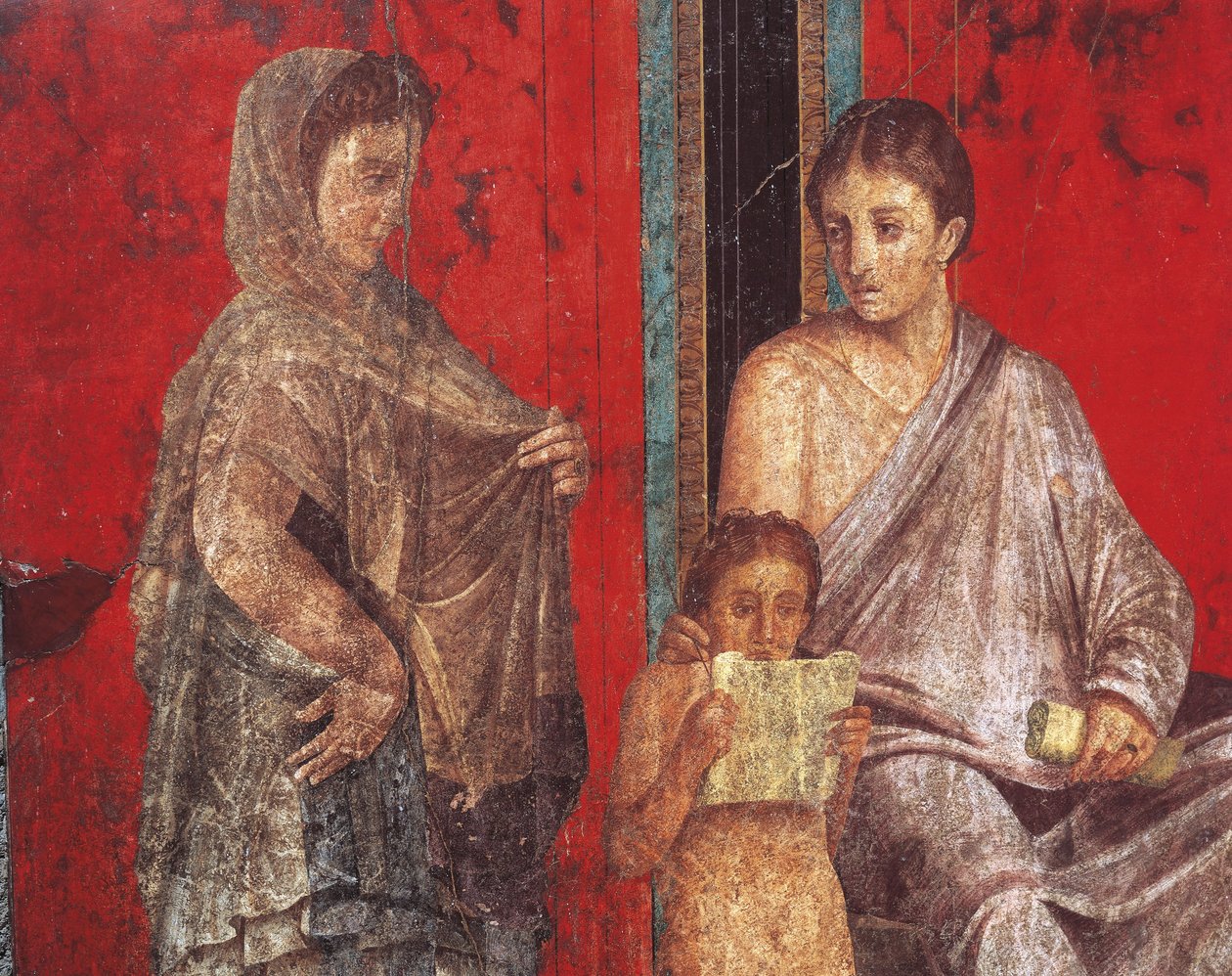 Ritos de iniciação ao culto de Dionísio, afresco da Villa Dei Mysteri de Roman