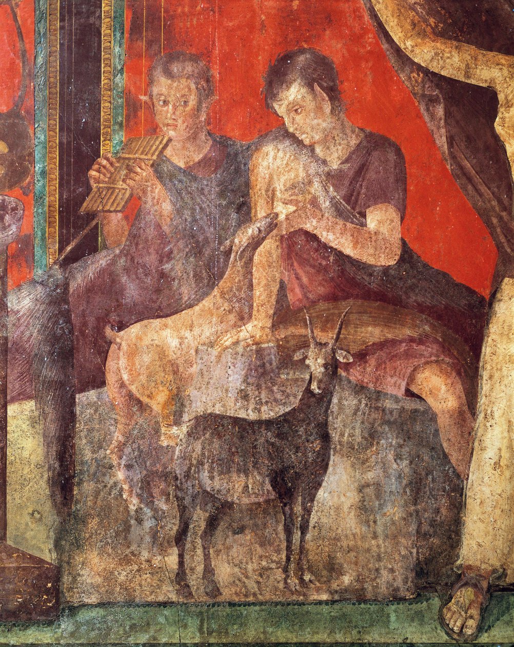 Ritos de iniciação ao culto de Dionísio, fresco da Villa Dei Mysteri de Roman