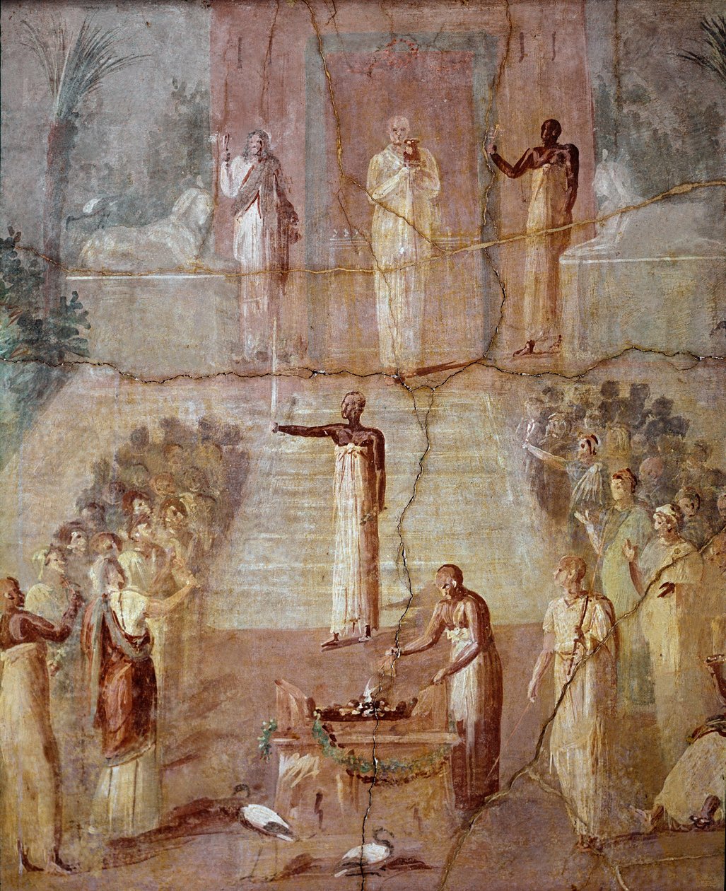 Cerimônia Isíaca, c.60-80 DC (afresco) de Roman