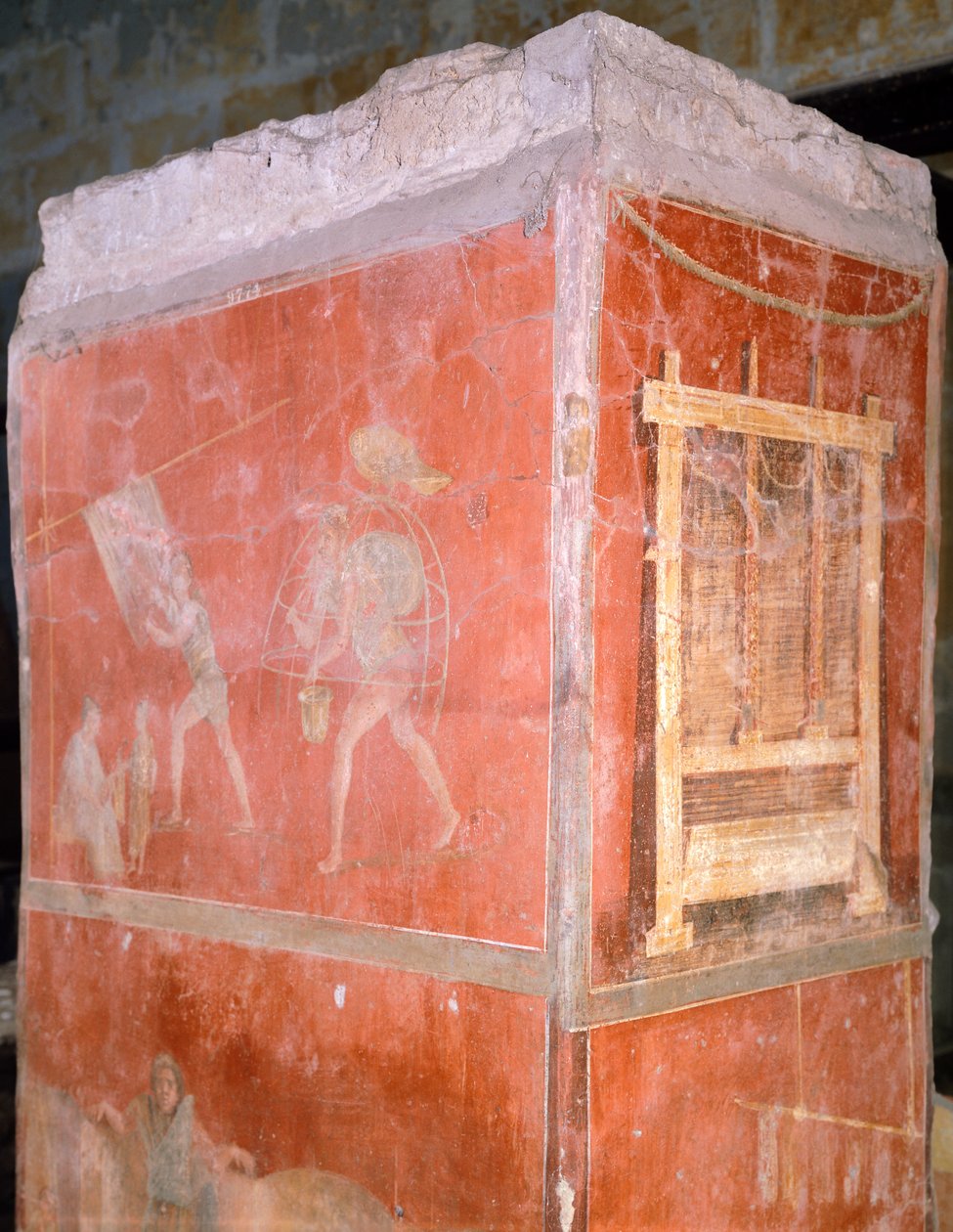 Itália, Nápoles, Museo Archeologico Nazionale, Dyers, pintura da Casa de Fullonica em Pompeia (Lista do Património Mundial da UNESCO) de Roman