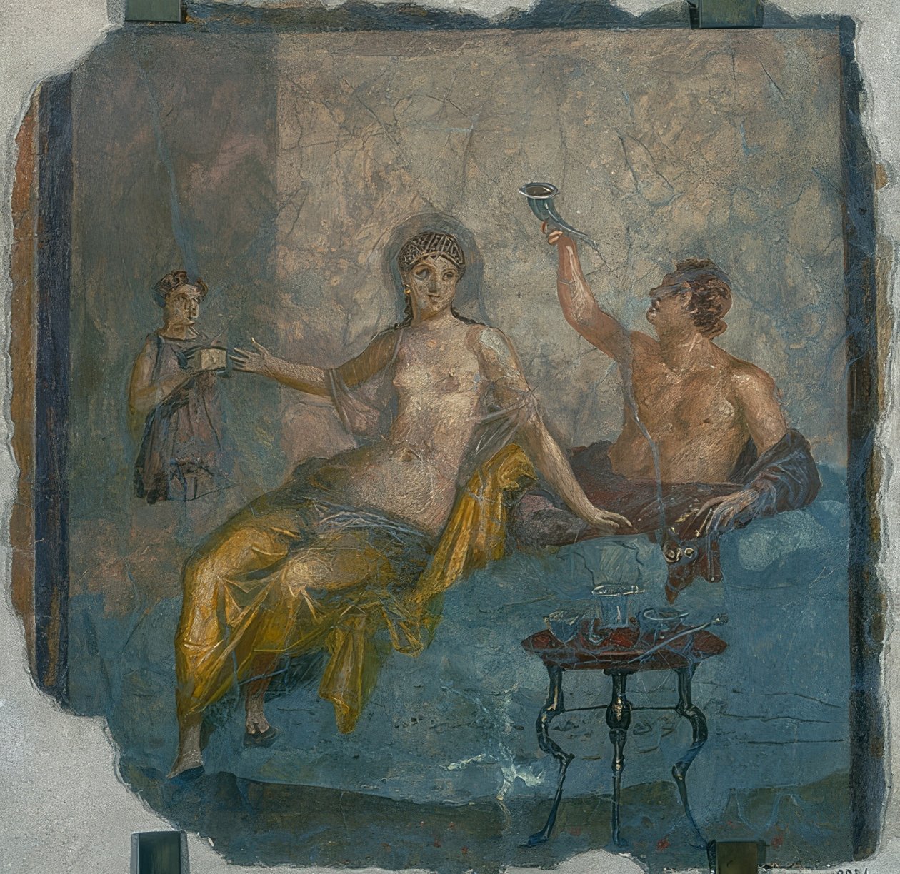 Jovem e hetaerae. De Herculano. AD 50-79 de Roman