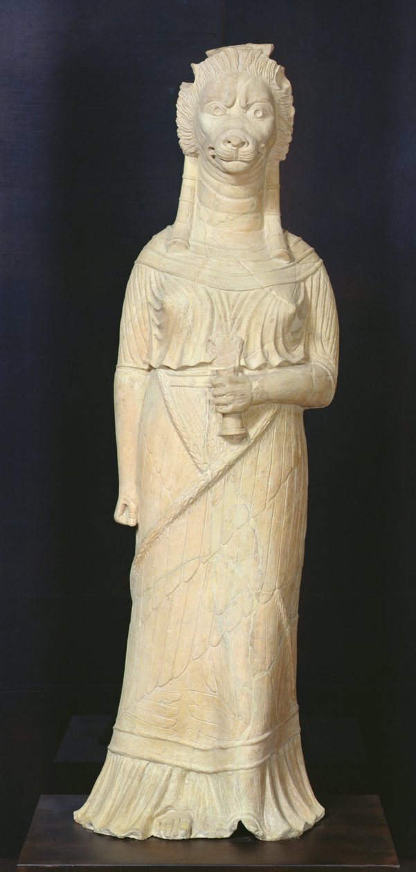Deusa com cabeça de leão, do santuário de Bir Bou Regba de Roman