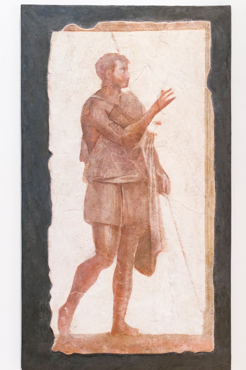 Homem com capa, colecção Pallavicini Rospigliosi, cerca de 200 d.C., inv 103420 (fresco) de Roman
