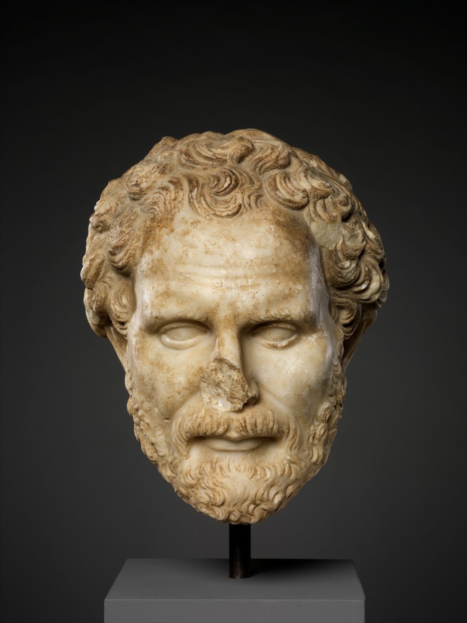 Cabeça de mármore de Demóstenes, século II d.C. (mármore) de Roman