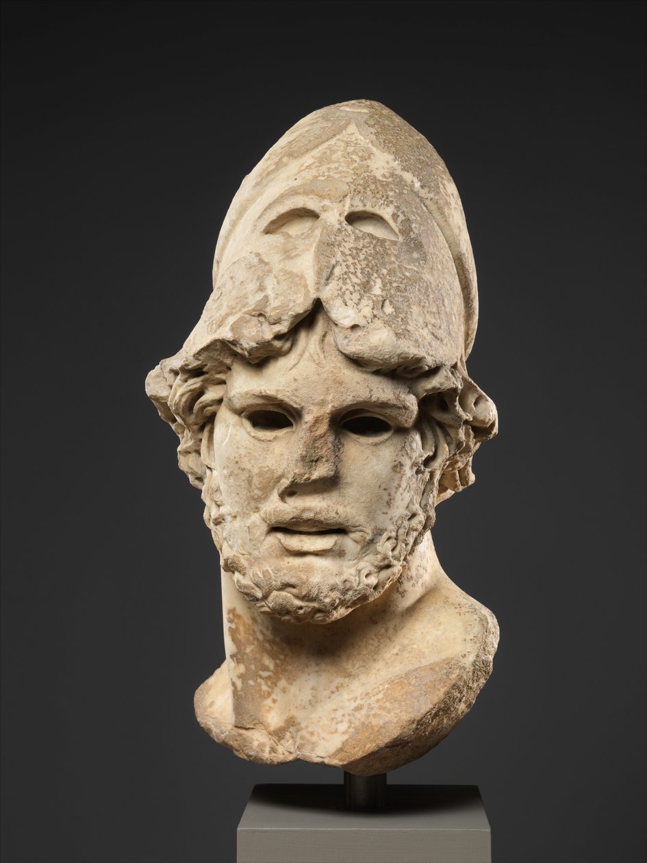 Cabeça de mármore de um general grego, c.100 d.C. (mármore, pentelic) de Roman