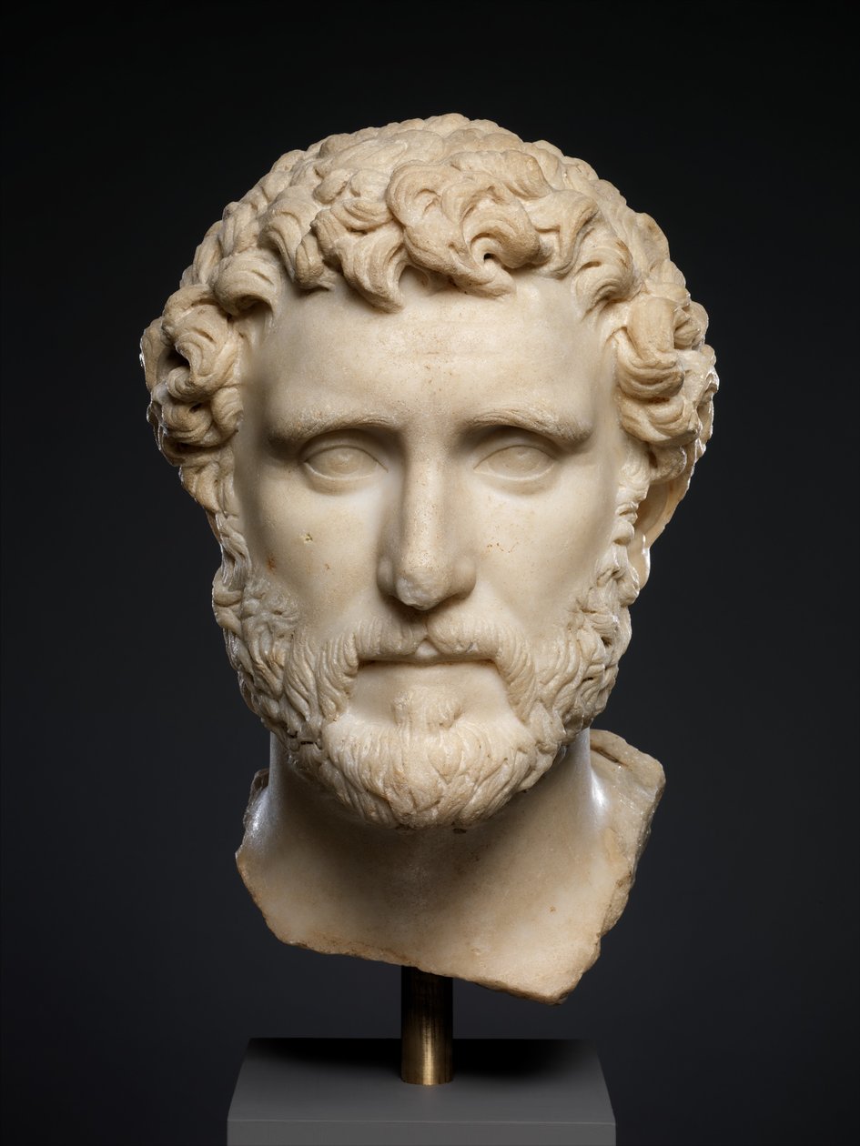 Retrato em mármore do imperador Antoninus Pius, c.138-161 d.C. (mármore) de Roman
