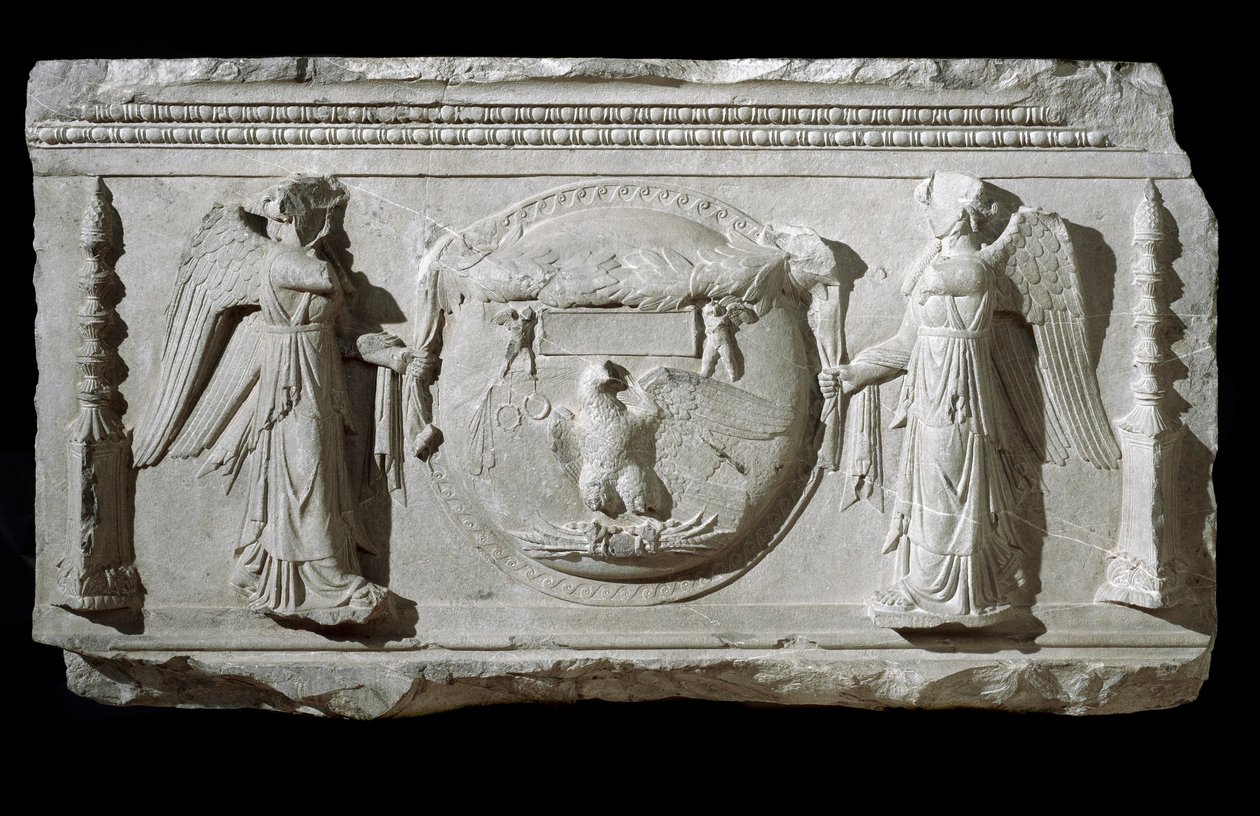 Fragmento de mármore em relevo da Plaza de la Consolazione em Roma de Roman