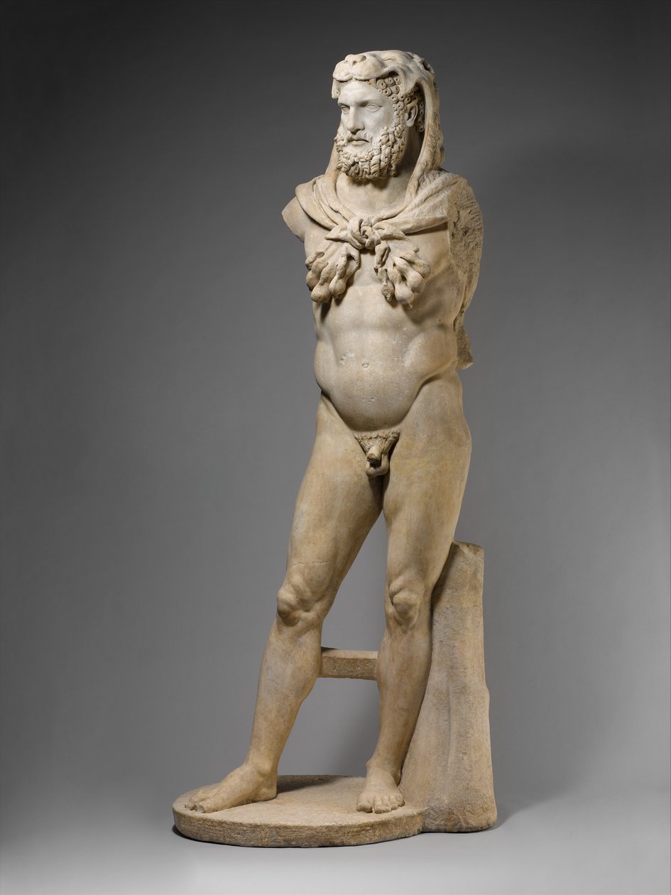 Estátua de mármore de um Hércules barbudo, 68-98 DC (mármore) de Roman