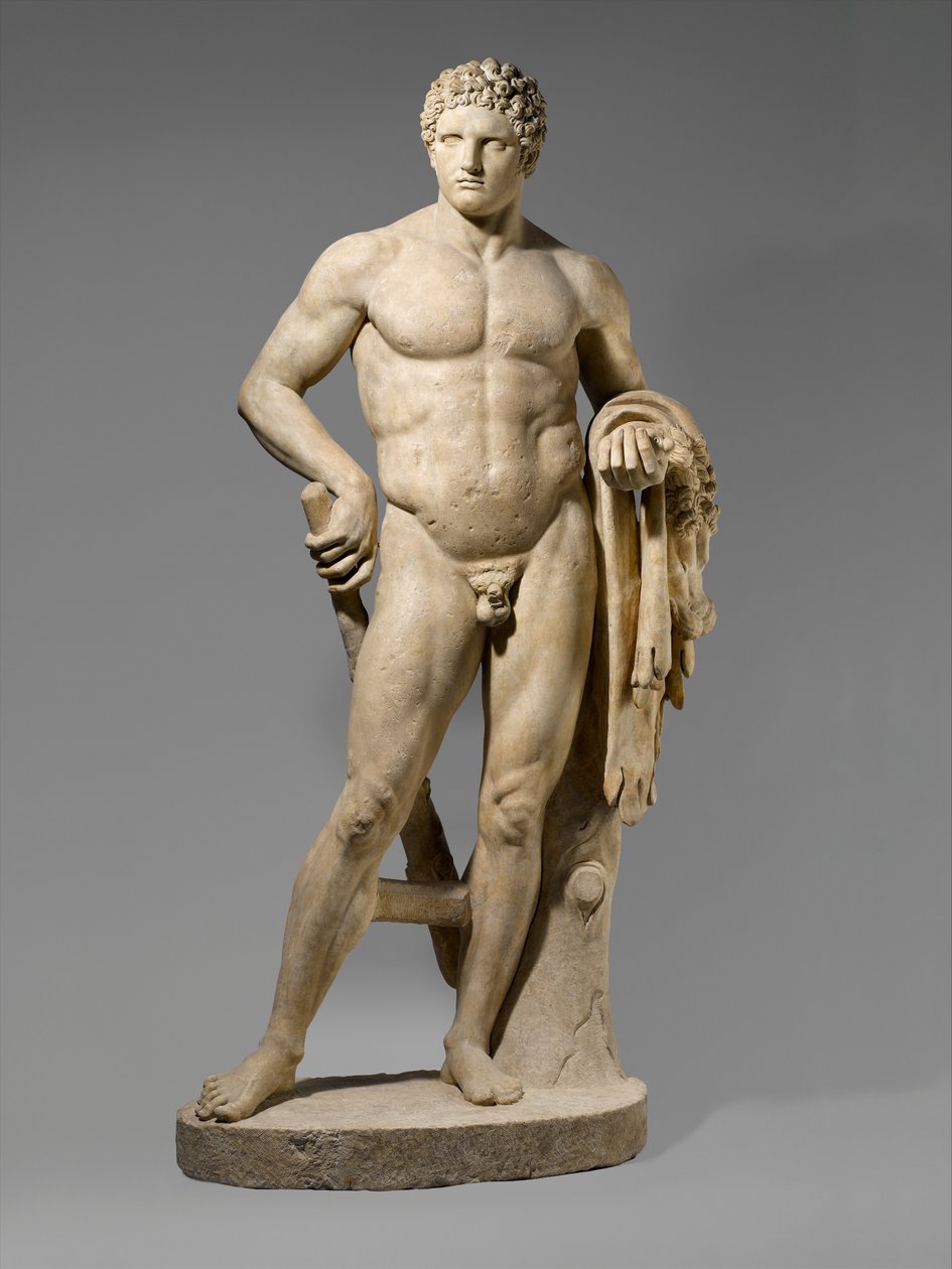 Estátua de mármore de um jovem Hércules, 69-96 DC (mármore) de Roman