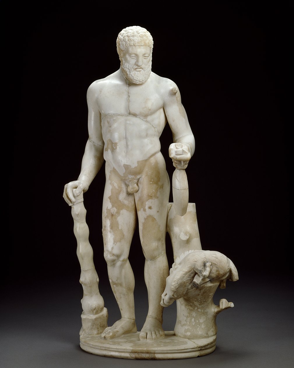 Estatueta de mármore de Hércules e o javali Erymanthian (mármore) de Roman