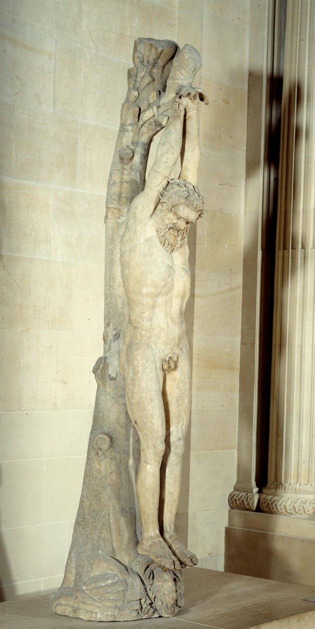 O tormento de Marsyas pendurado no tronco de um pinheiro. Escultura em mármore do final do terceiro início do século II AC. Sol 2,5 m Paris, Musee du Louvre de Roman