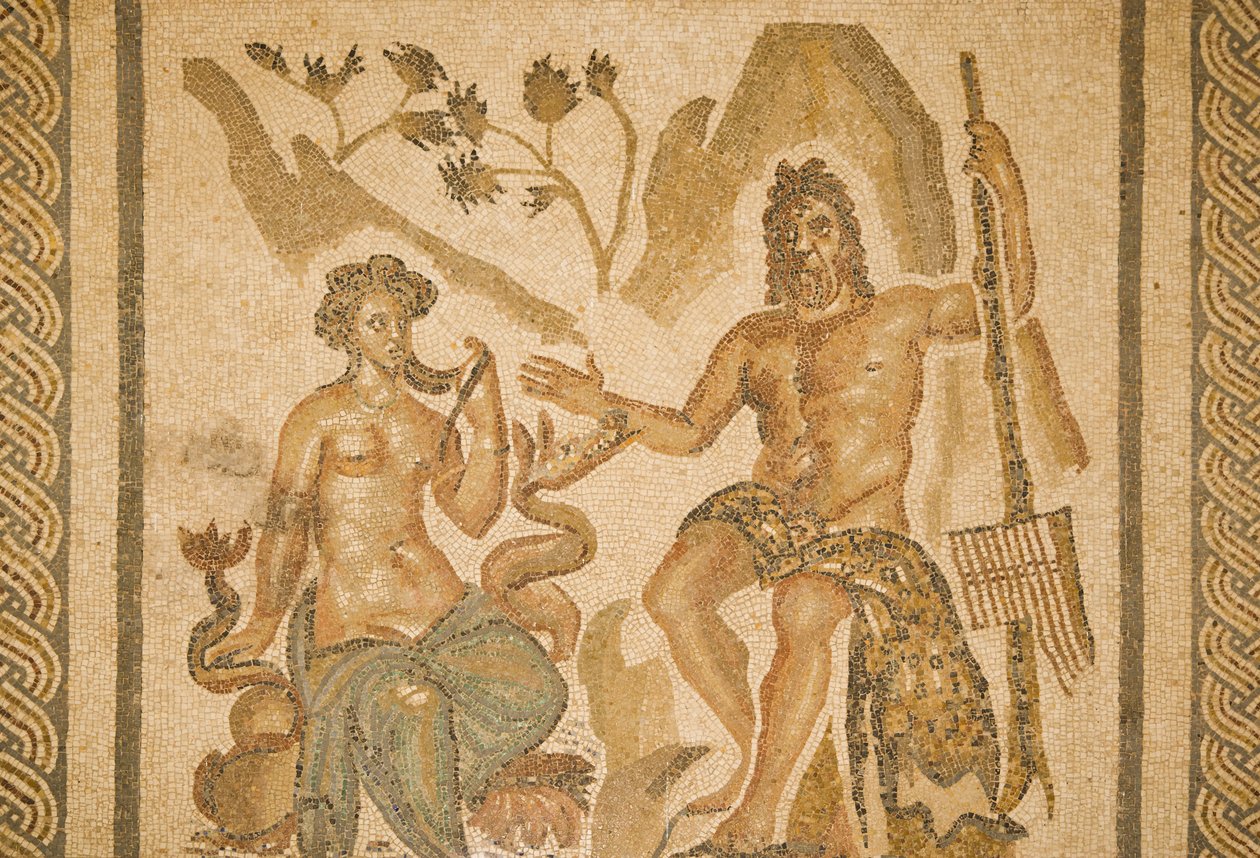 Mosaico de Polifemo e Galatéia, da Sala dos Mosaicos no Alcazar dos Reis Cristãos (mosaico) de Roman