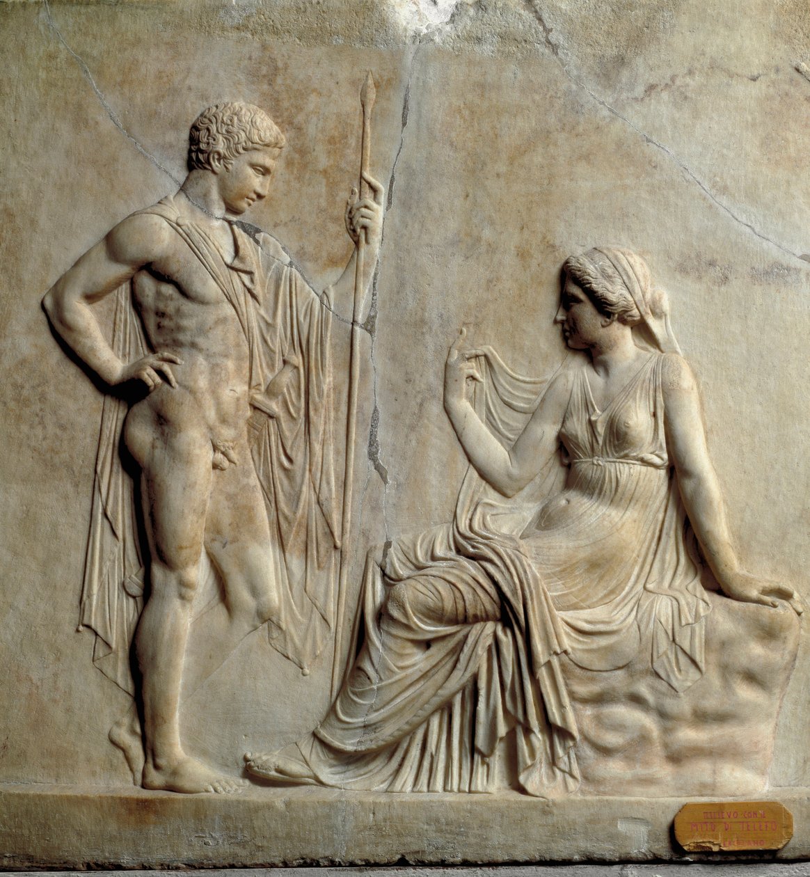 Arte neotática (neotática): relevo representando o mito de Teléfo (Telephus) do século I a.C. De Ercolano (Herculanum) Nápoles, Museo Archeologico Nazionale de Roman