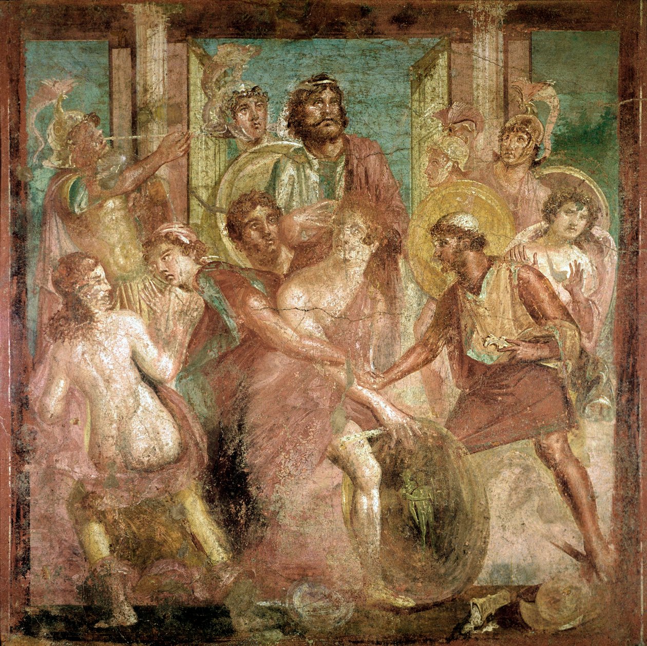 Odisseu encontra Aquiles entre as filhas de Lycomedes (fresco, século II d.C.) de Roman