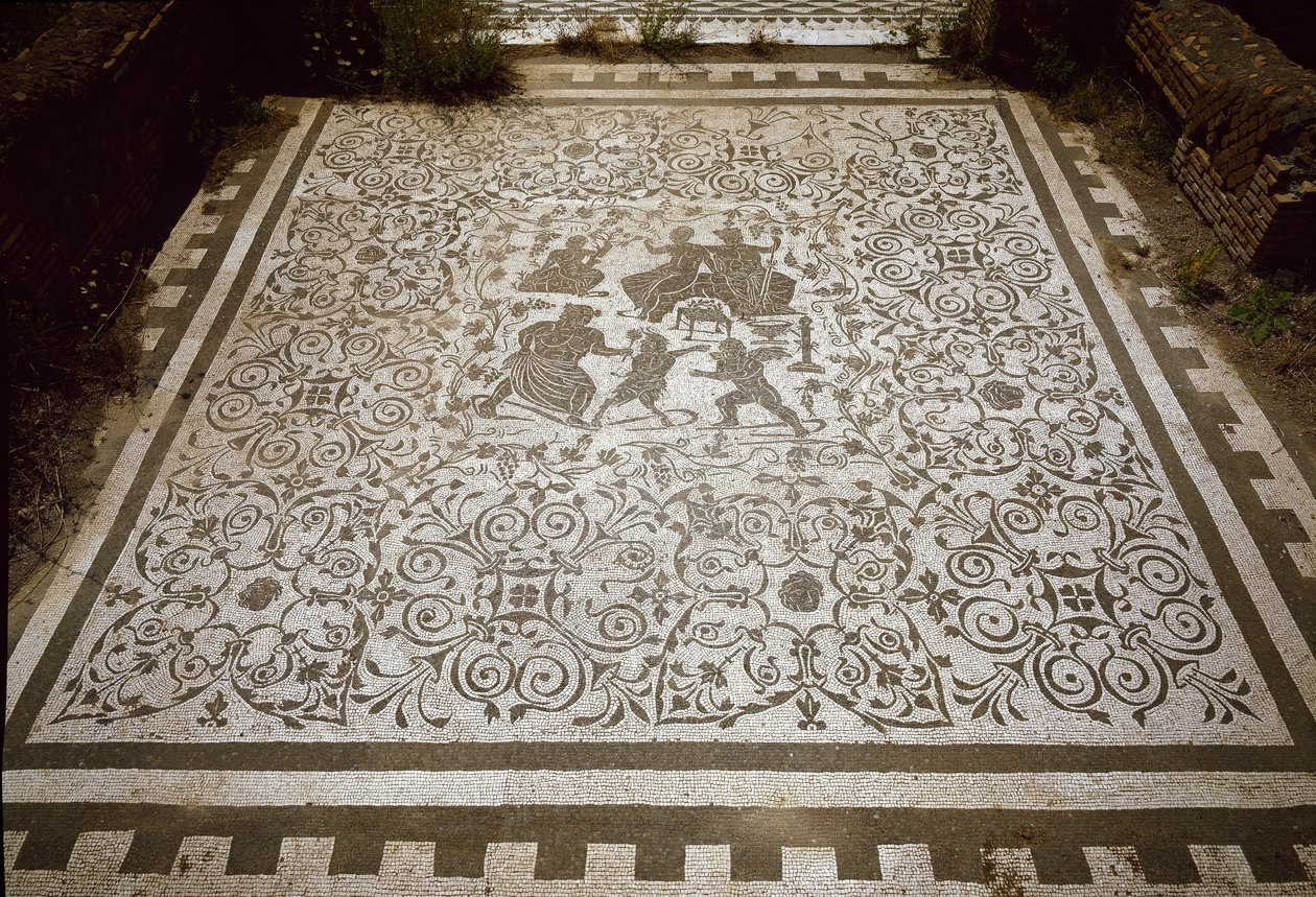 Mosaico de pavimento da casa de Dionísio e Ariane, século II (fotografia) de Roman