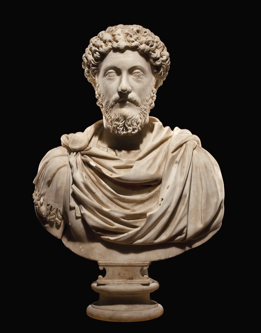 Busto de retrato do imperador Marco Aurélio, c.170-180 DC (mármore) (ver também 2819510-13) de Roman