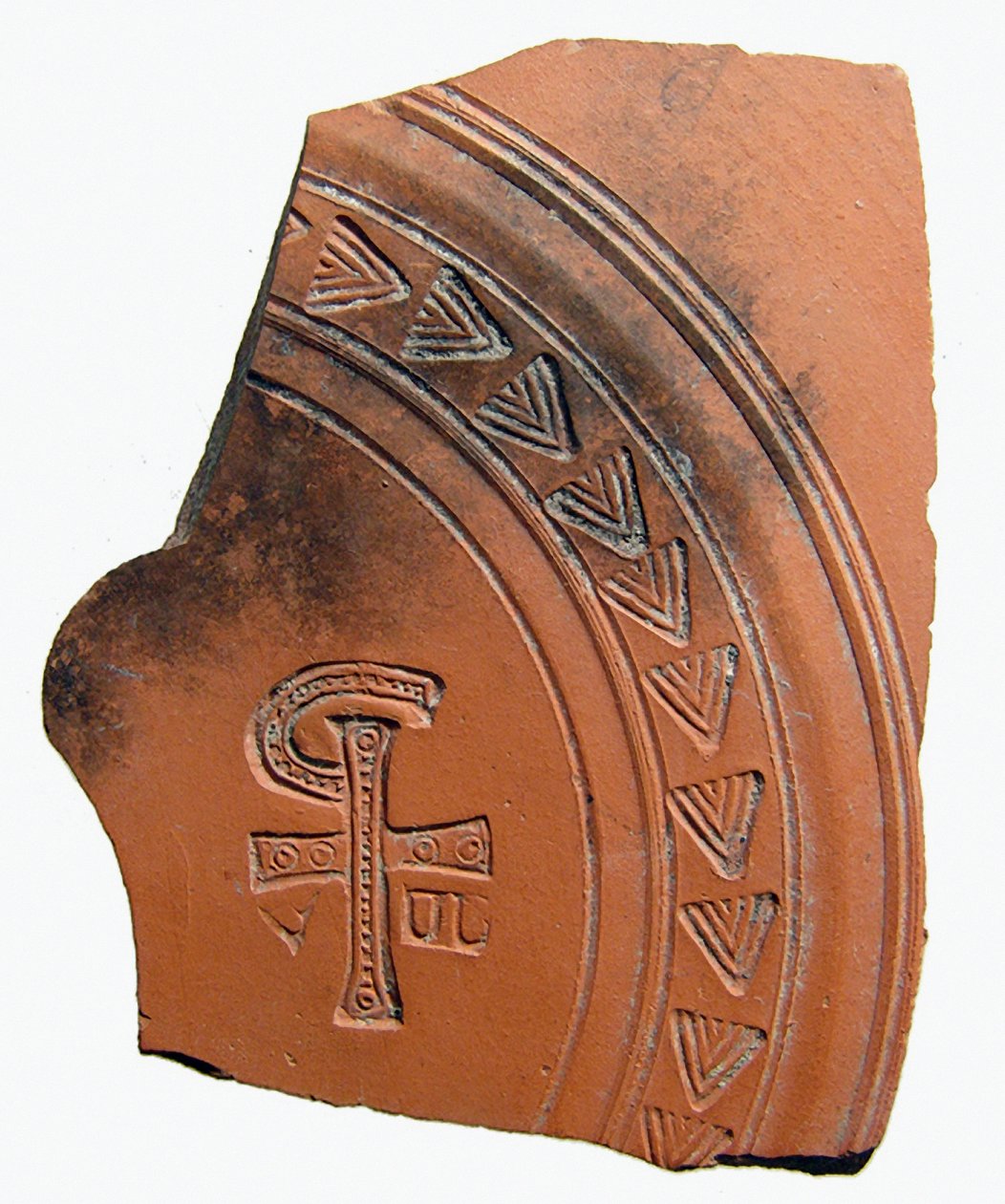 Fragmento de cerâmica com uma combinação de letras que forma uma abreviatura para o nome de Jesus Cristo, Norte da África, século 4 DC de Roman
