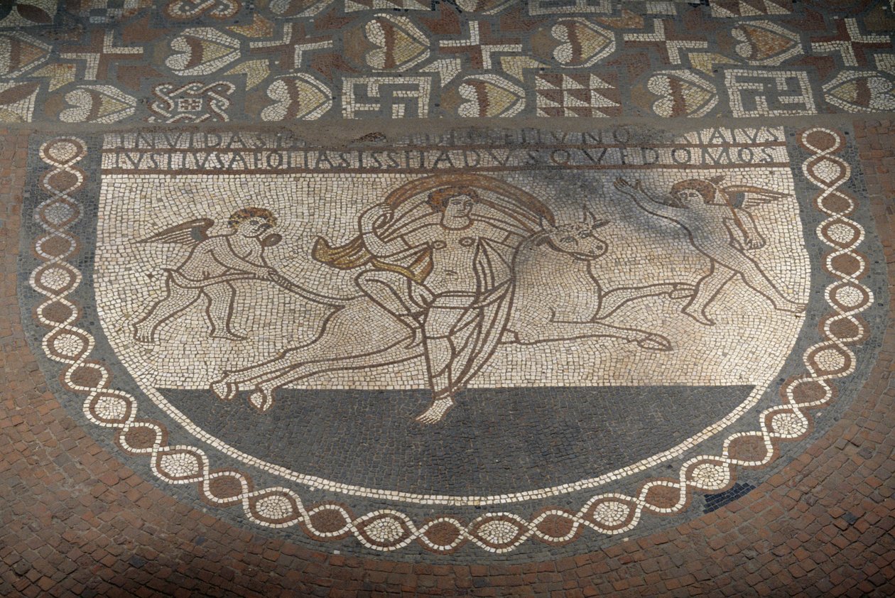 Violação de Europa, mosaico de Lullingstone Roman Villa, ca 82 d.C., Eynsford, Kent, Inglaterra, Reino Unido, civilização romana de Roman
