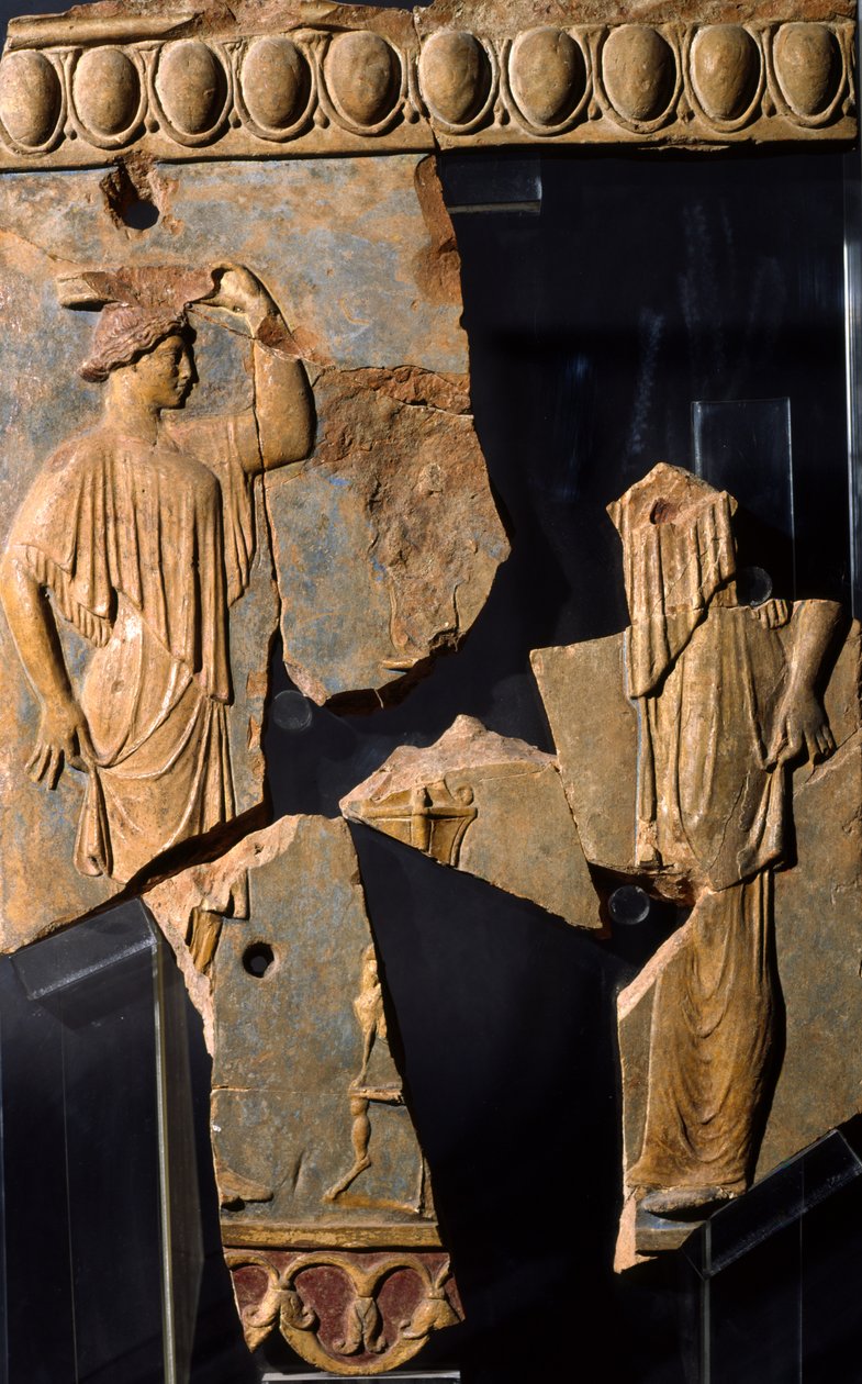 Alívio da área do Templo de Apolo, Monte Palatino, Roma (terracota) de Roman