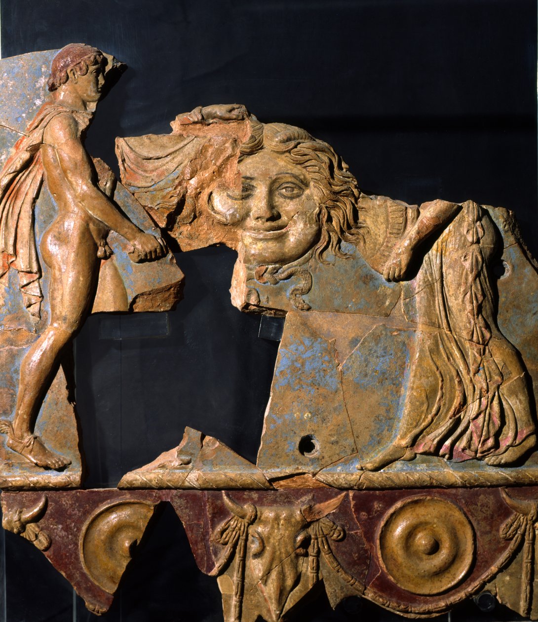 Alívio da área do Templo de Apolo, Monte Palatino, Roma (terracota) de Roman