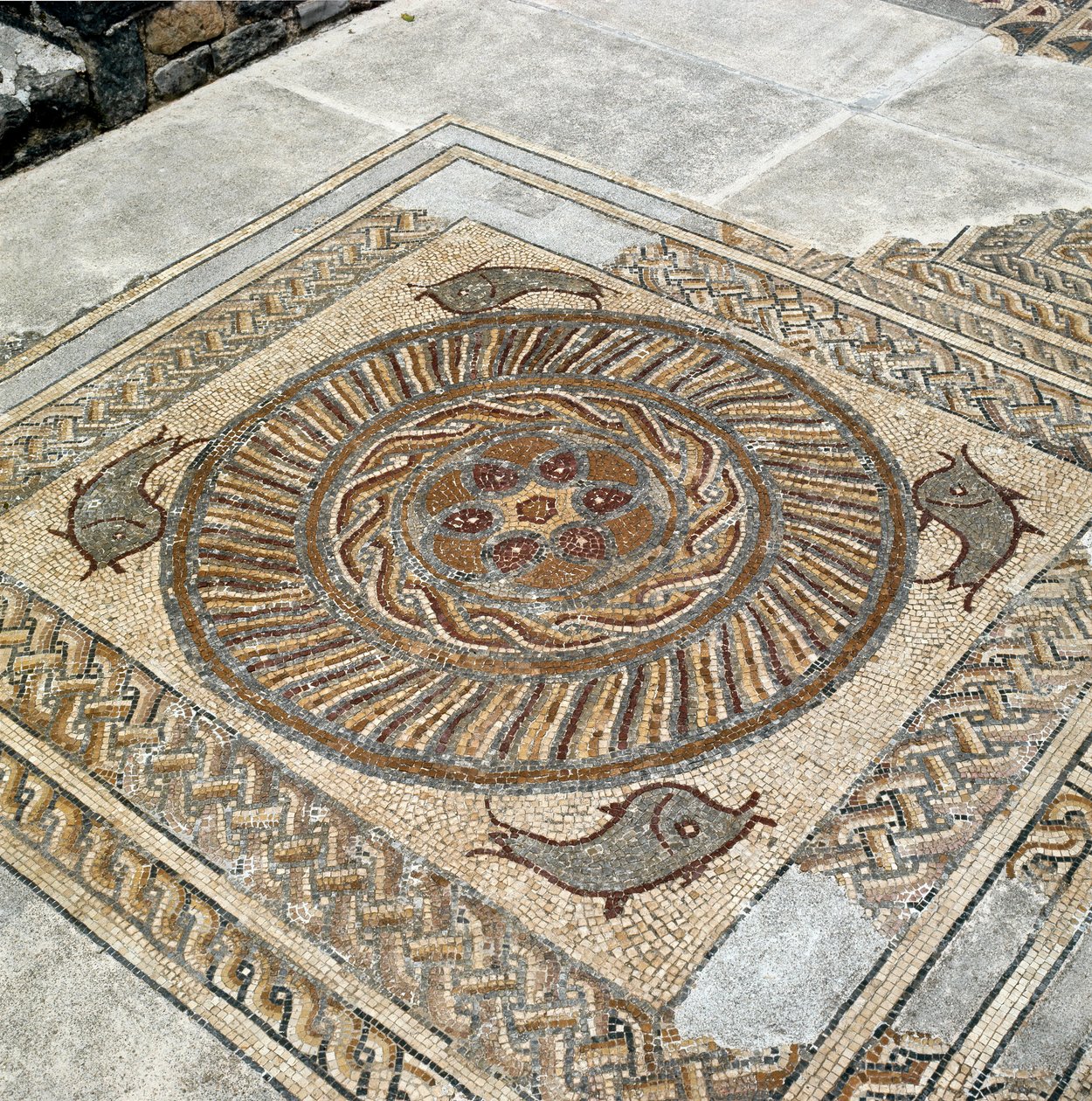 Restos dos mosaicos da cidade romana de Roman
