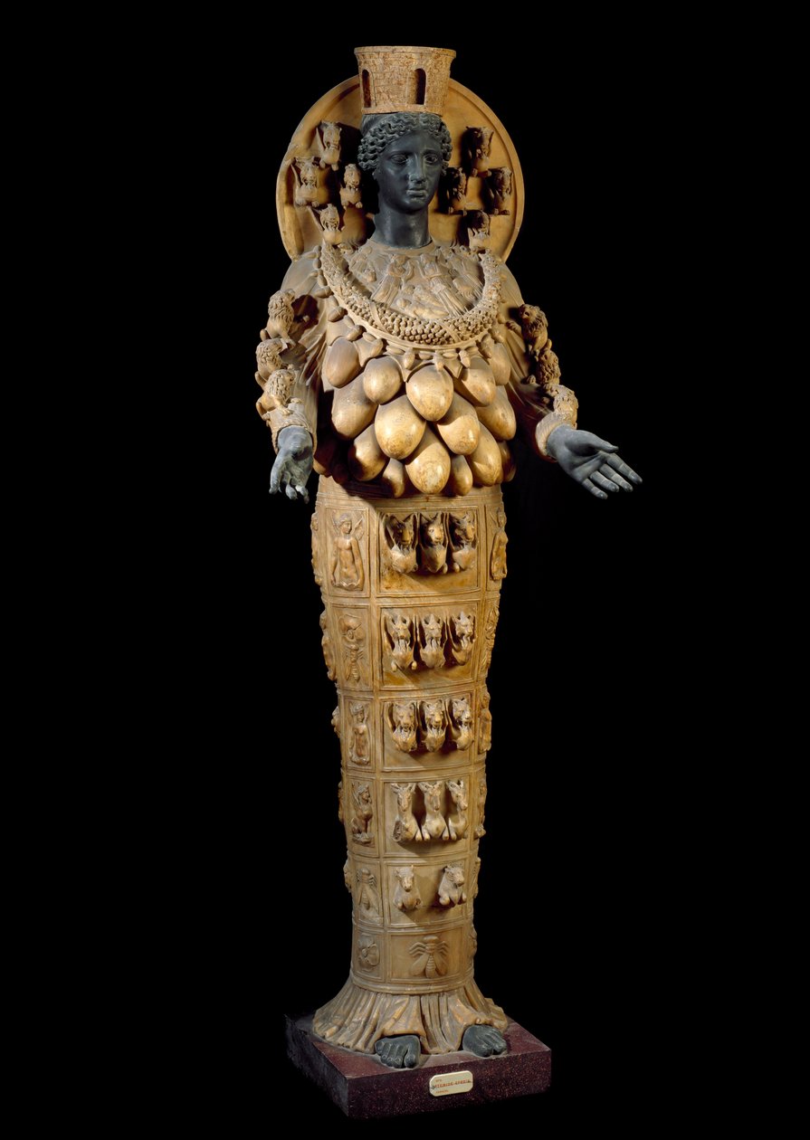 Arte Romana: Artemis de Éfeso - Escultura romana depois de um original grego em Éfeso - Escultura de albastro e bronze de Roman
