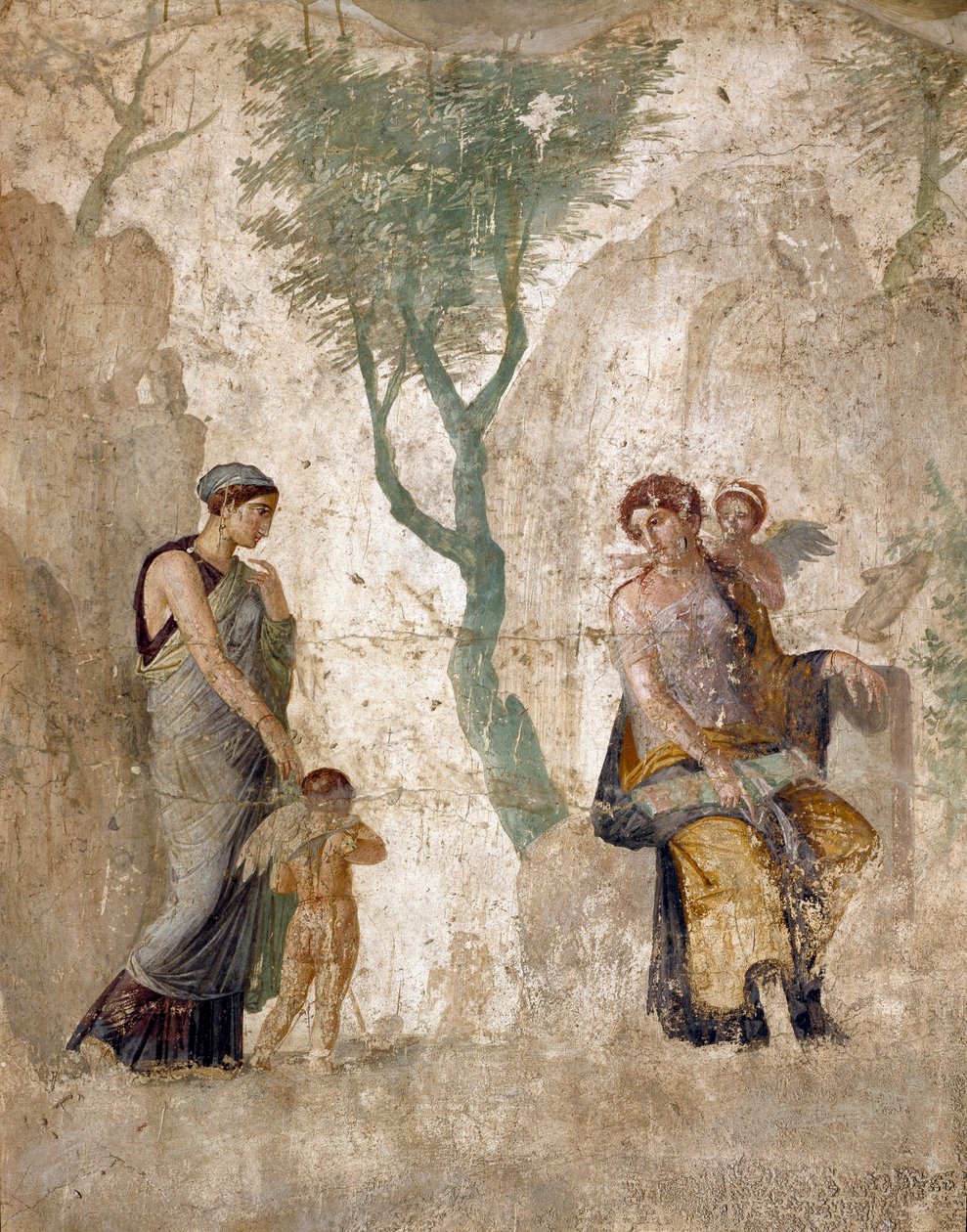 Arte Romana: "Eros punido, na presença de Afrodite" Fresco de Pompei, casa dell