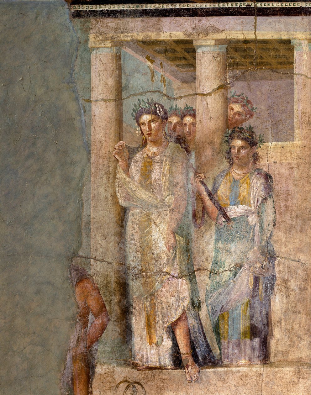 Arte Romana: "Iphigenie en Tauride" Fresco atribuído ao mestre de Lucrezio Frontone. Século I. De Pompéia. Dim. 118x81 cm Nápoles, Museo Archeologico Nazionale - Arte Romana: Iphigenia em Tauris. Fresco atribuído ao mestre Lucrezio Frontone de Roman