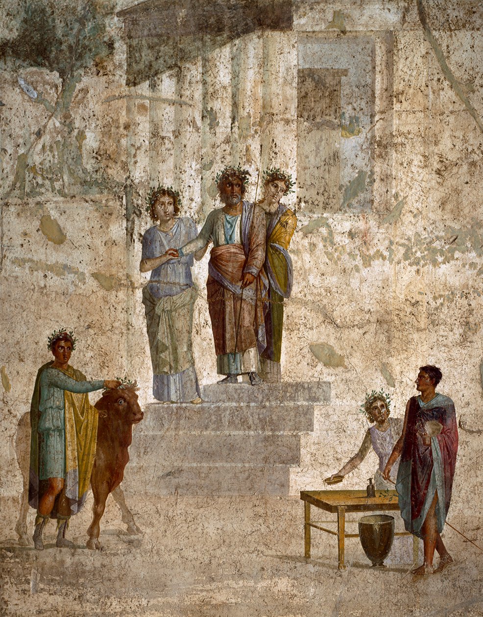 Arte Romana: “” Jason de frente para seu tio Pelias ”” Afresco romano do 3º estilo de Pompeia do local de Pompeia. 40-60 DC. Nápoles (fresco) de Roman