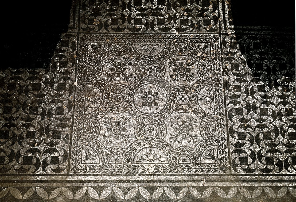 Arte Romana: detalhe dos mosaicos do chão de Villa Adriana (Villa d