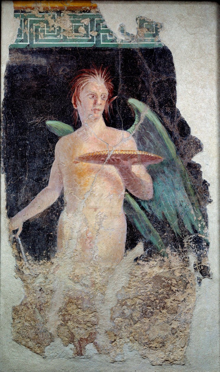 Arte Romana: fresco da ala do génio de Pompeia - Fim do século I a.C. - Paris, Musee du Louvre de Roman