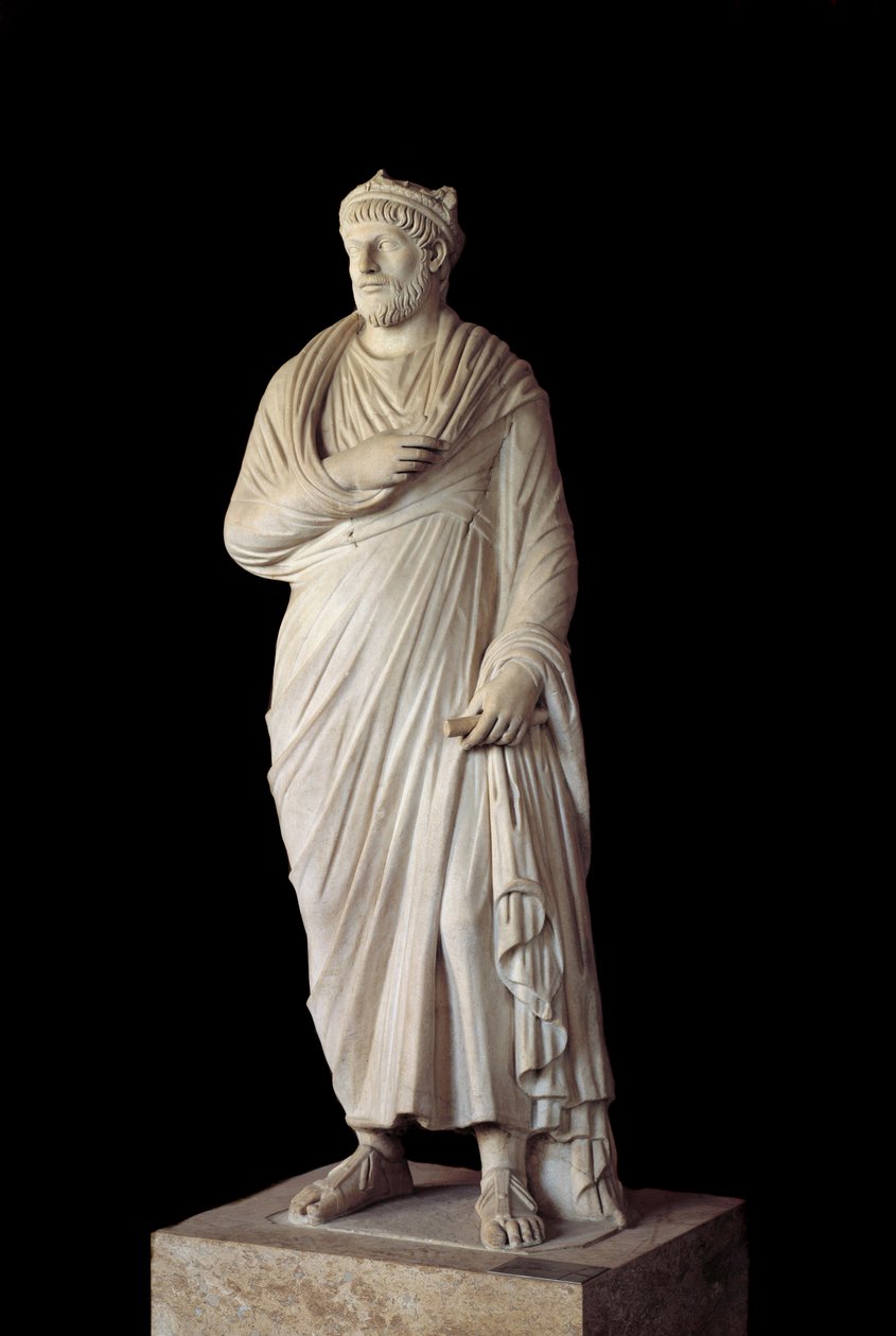Arte Greco Romana: Escultura do imperador romano Julien ler apóstata (331 - 363) (século IV ap. JC) Paris, Musee Du Louvre de Roman