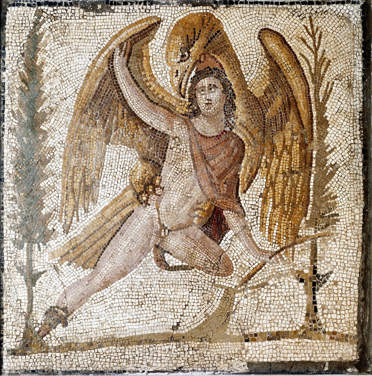 Arte romana: "Ganímedes é tirado por uma águia" Mosaico de uma vila da família do Imperador Septius Severe. Fim do século II depois de JC. Roma, Museo Nazionale Romano de Roman
