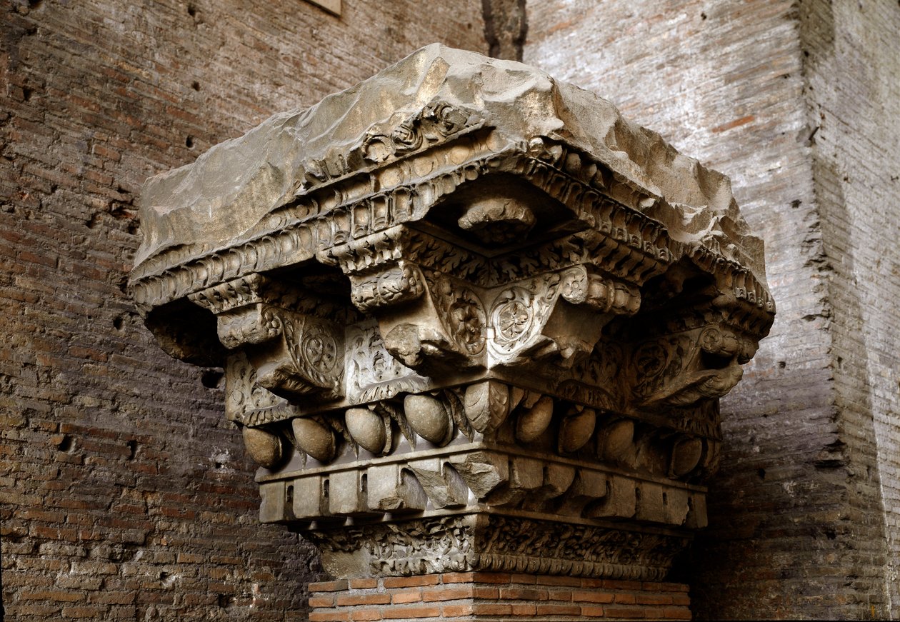 Arte romana: fragmento de cornija. Século I. Museo Nazionale Romano (o delle Terme), Roma. de Roman