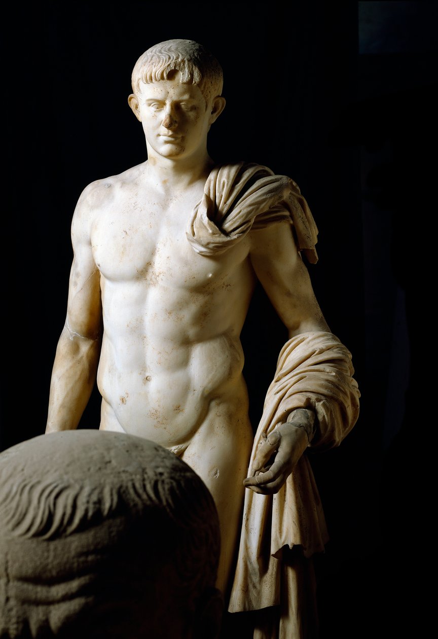 Arte romana: estátua do Imperador Cláudio I (Tibério Cláudio Druso) (10 AC-54 AD) de Formia. Museo Archeologico Nazionale, Nápoles de Roman