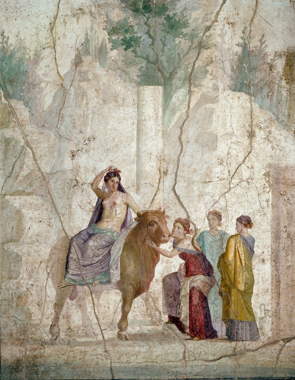 Arte romana: o sequestro da Europa. Afresco de Pompeia. Início do século I DC (afresco) de Roman