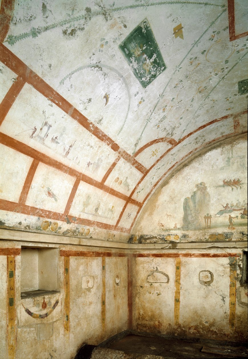 Arte romana: vista do túmulo de Caivano. 100-150 D.C. Nápoles, Museo Archeologico Nazionale de Roman