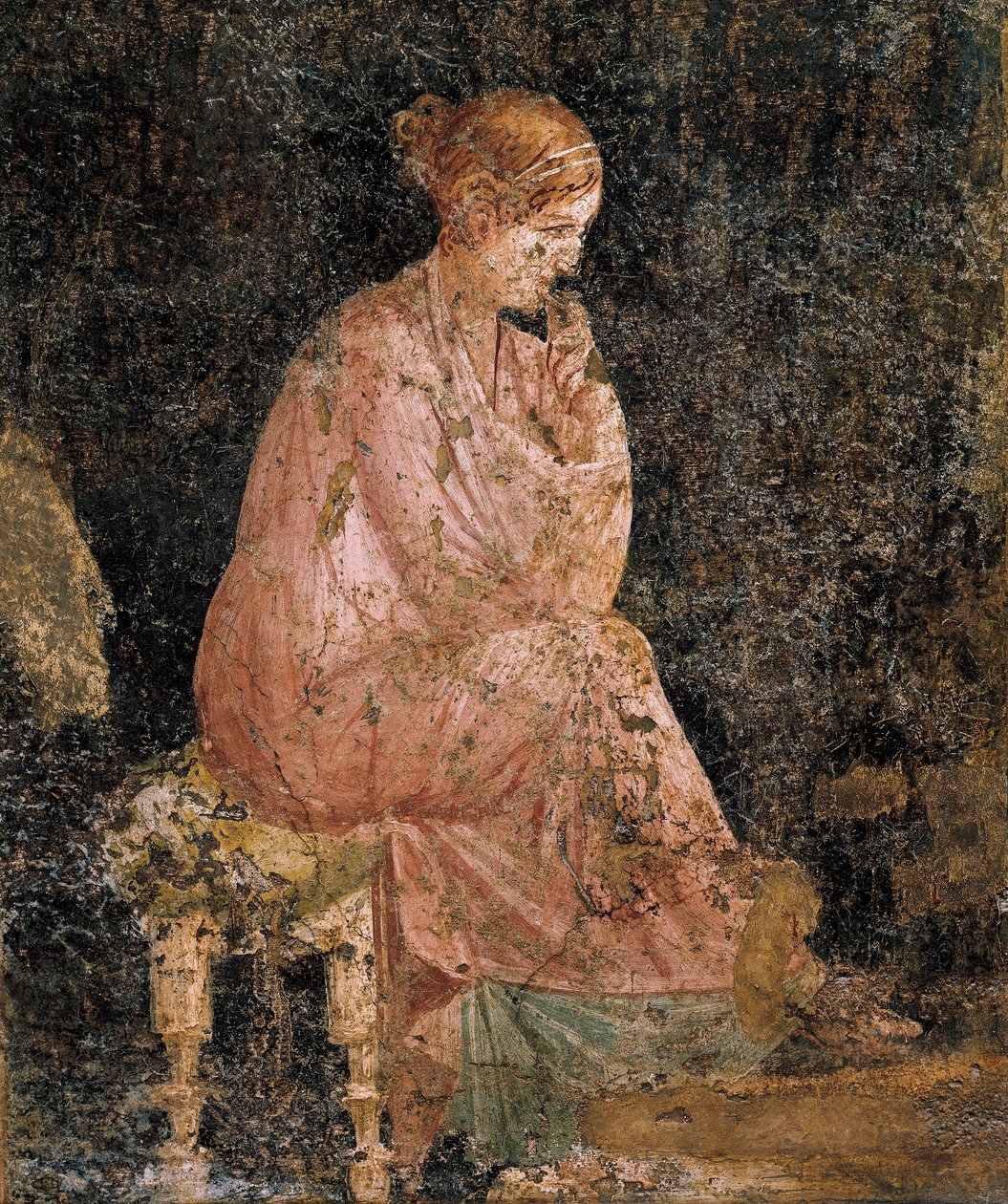 Mulher sentada, detalhe do afresco de Pompéia de Roman
