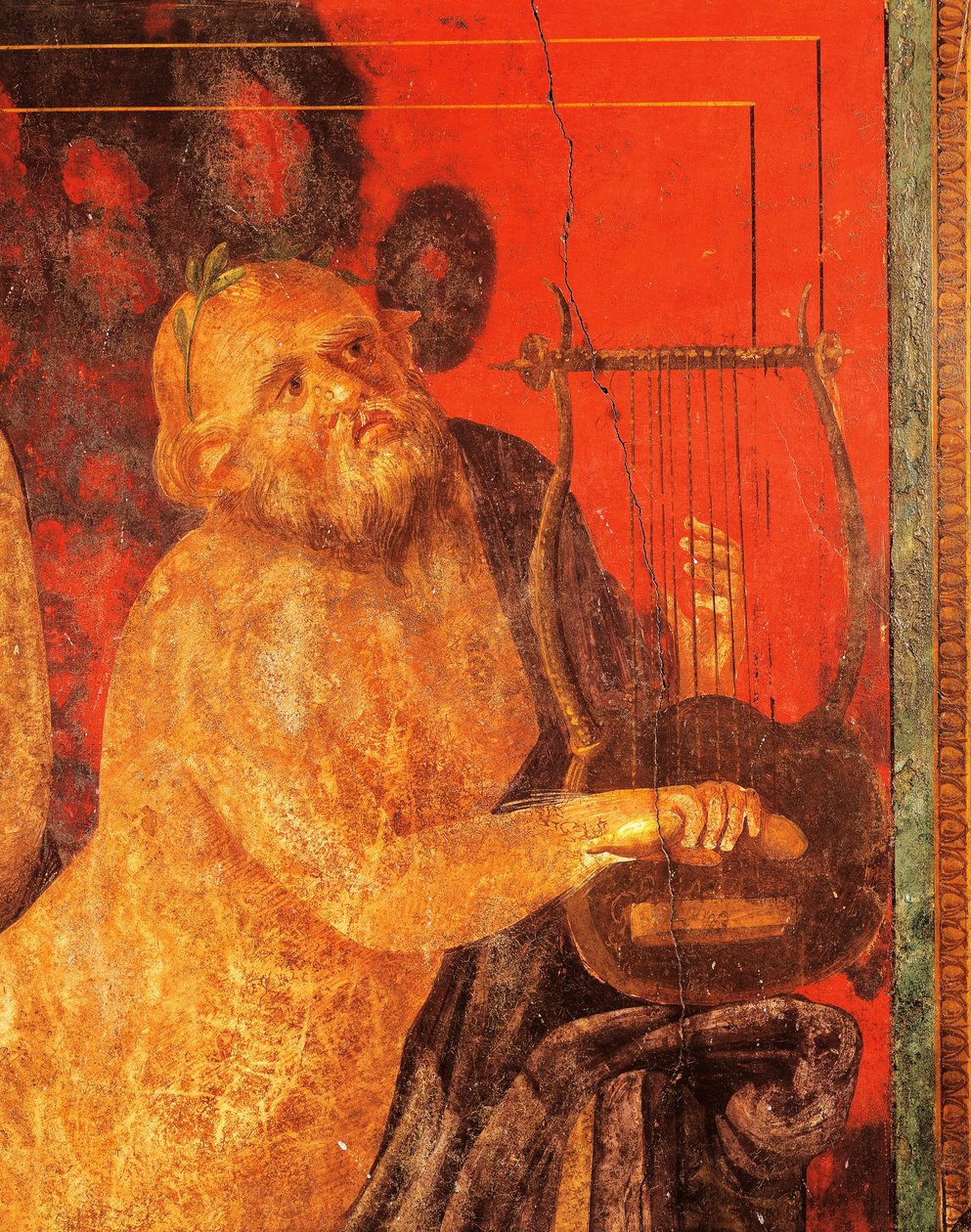 Silenus tocando lira, afresco da Vila de Mistérios, Pompeia, Campânia, Civilização Romana de Roman