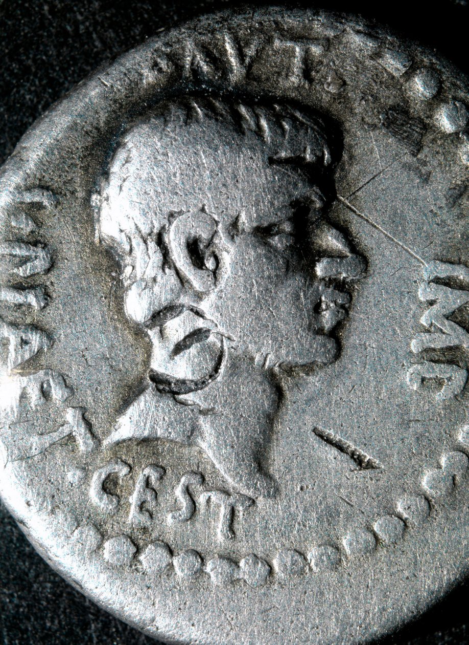 Moeda de prata com a efígie de Marcus Junius Brutus (83-42 AC) Senador romano de Roman