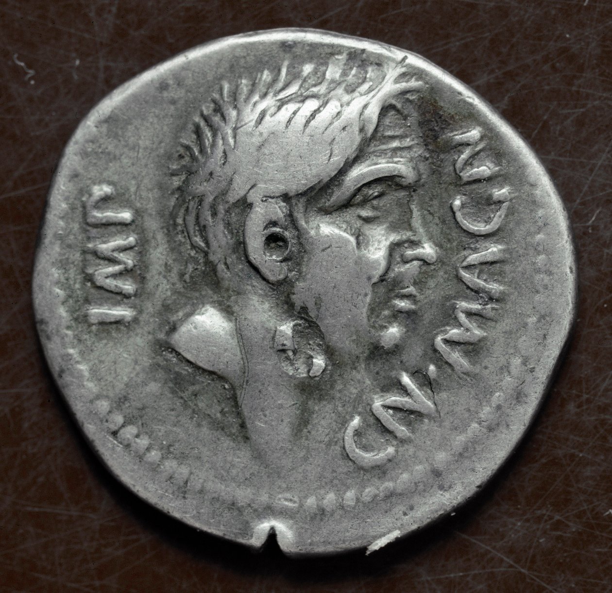 Moeda de prata com a efígie de Pompeo o Grande (Gneo Pompeo Magno ou Gnaeus Pompeius Magnus de Roman